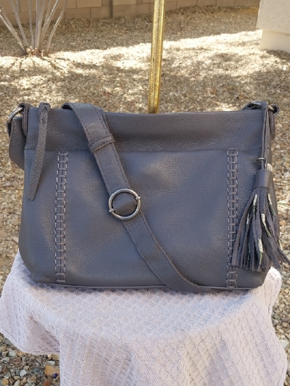 The Sak Melrose‎ Zip Leather Crossbody Bag Slate - Picture 10 of 11
